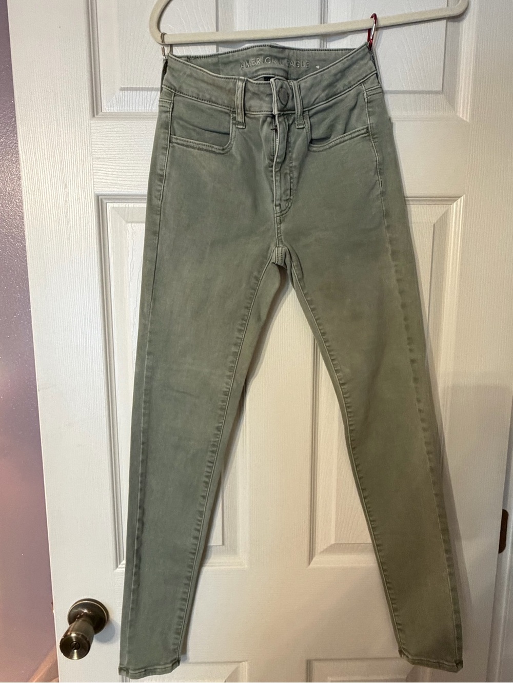 American Eagle Grayish Green Next Level Stretch Jeans Size 2